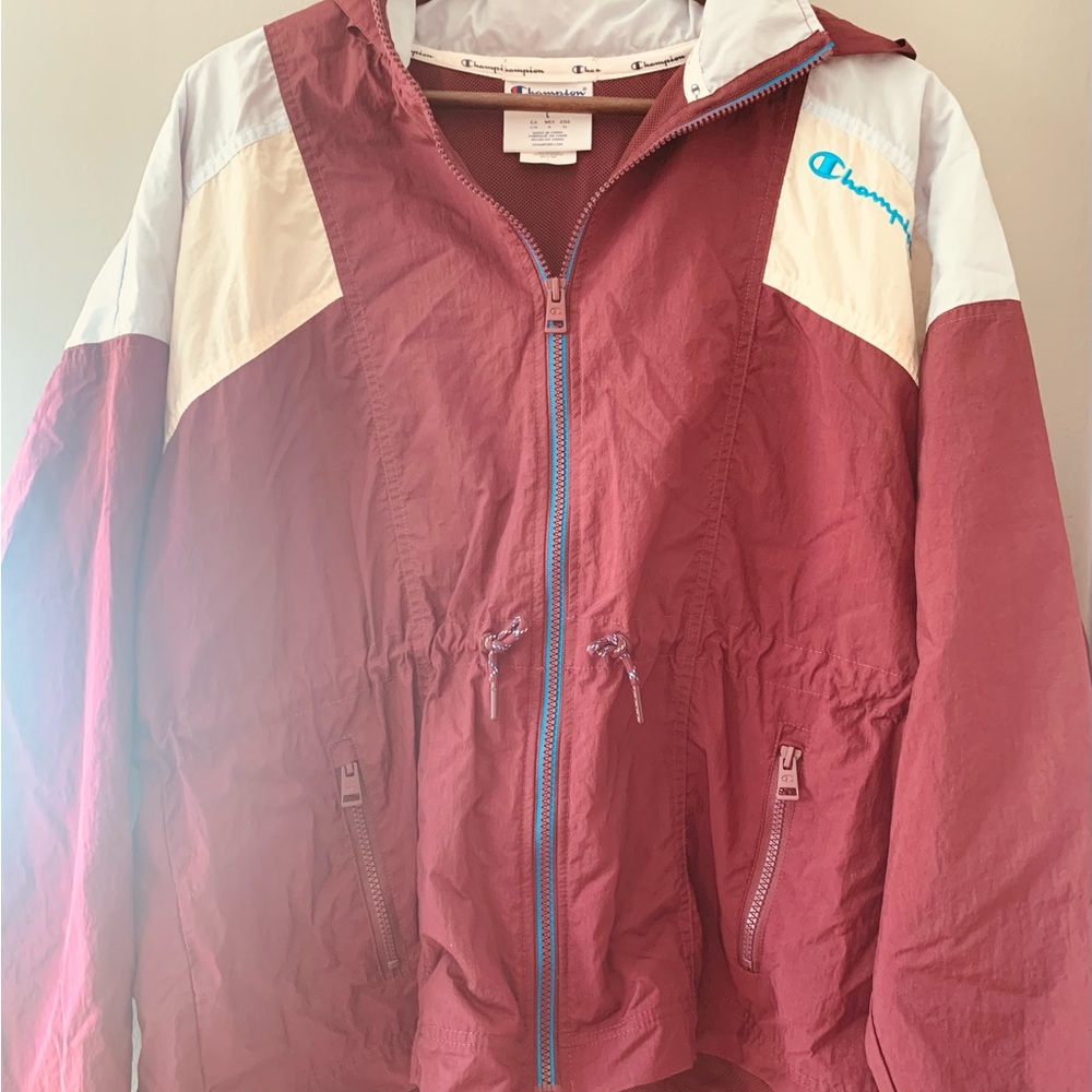 Champion Burgundy and Cream Windbreaker